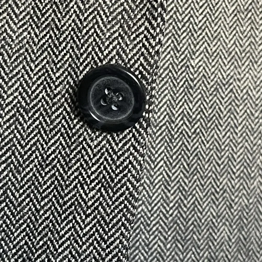 Burberry London Blazer Mens 46 Long Grey Herringbone 100% Wool Kensington Jacket